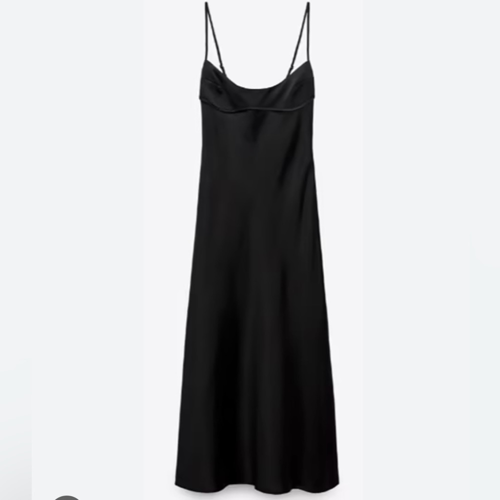 Zara Satin Effect Cut Out Midi Dress